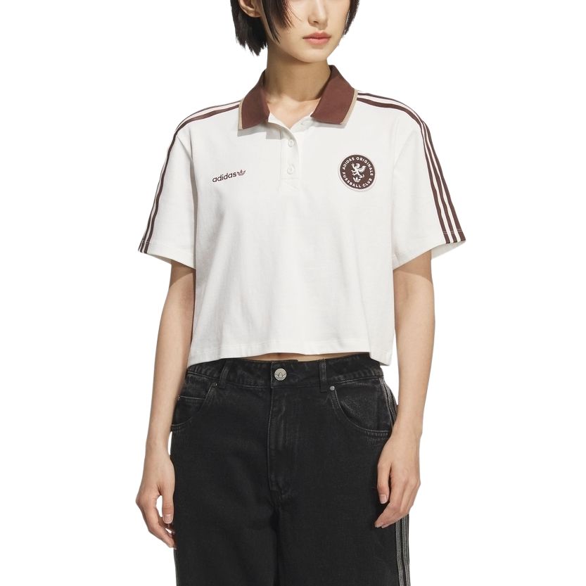 Футболка-поло Clover Series SS25 женская Adidas Originals, белый — фото 2
