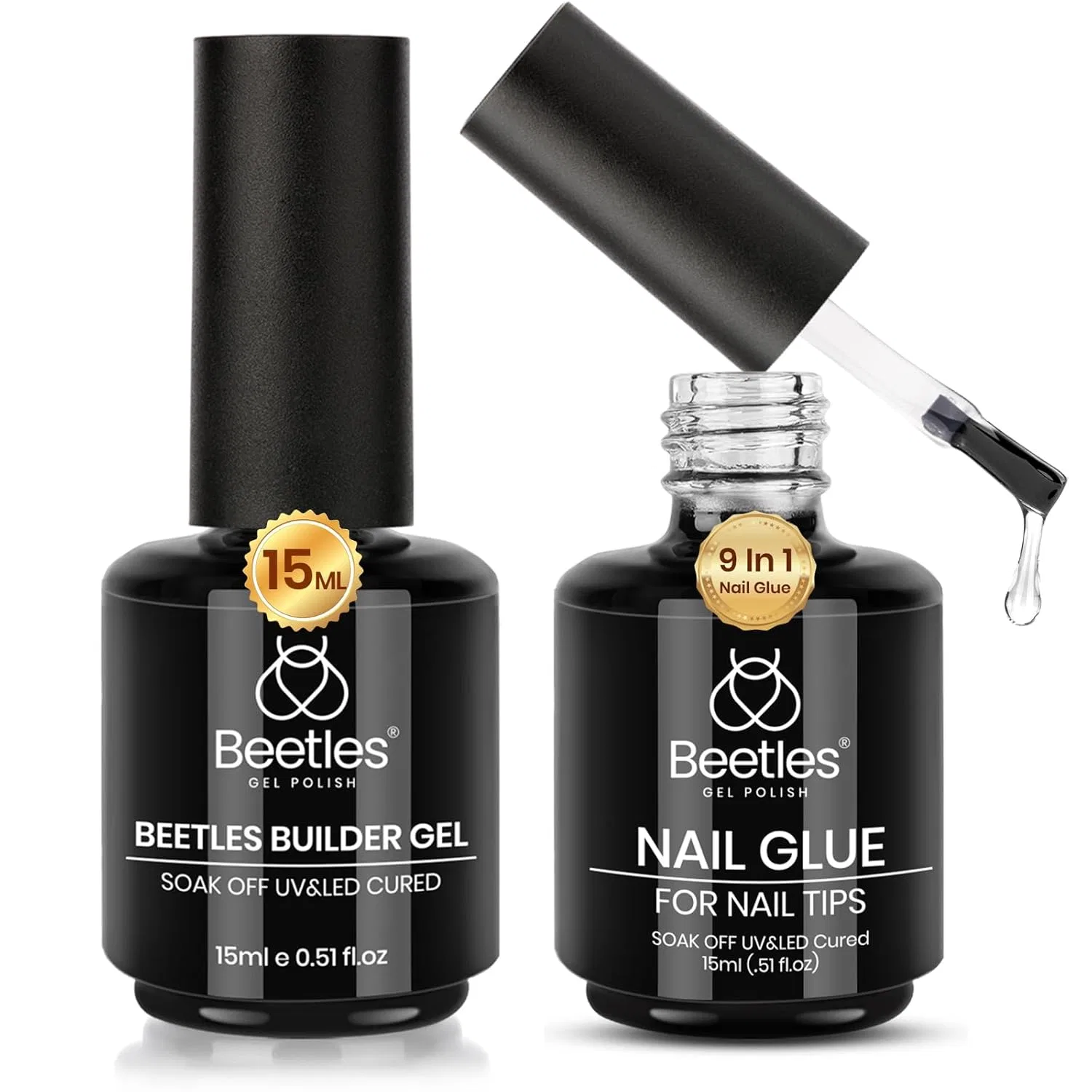 Гель для наращивания и клей для ногтей Beetles 7-в-1, 15 мл Beetles Gel Polish, Black