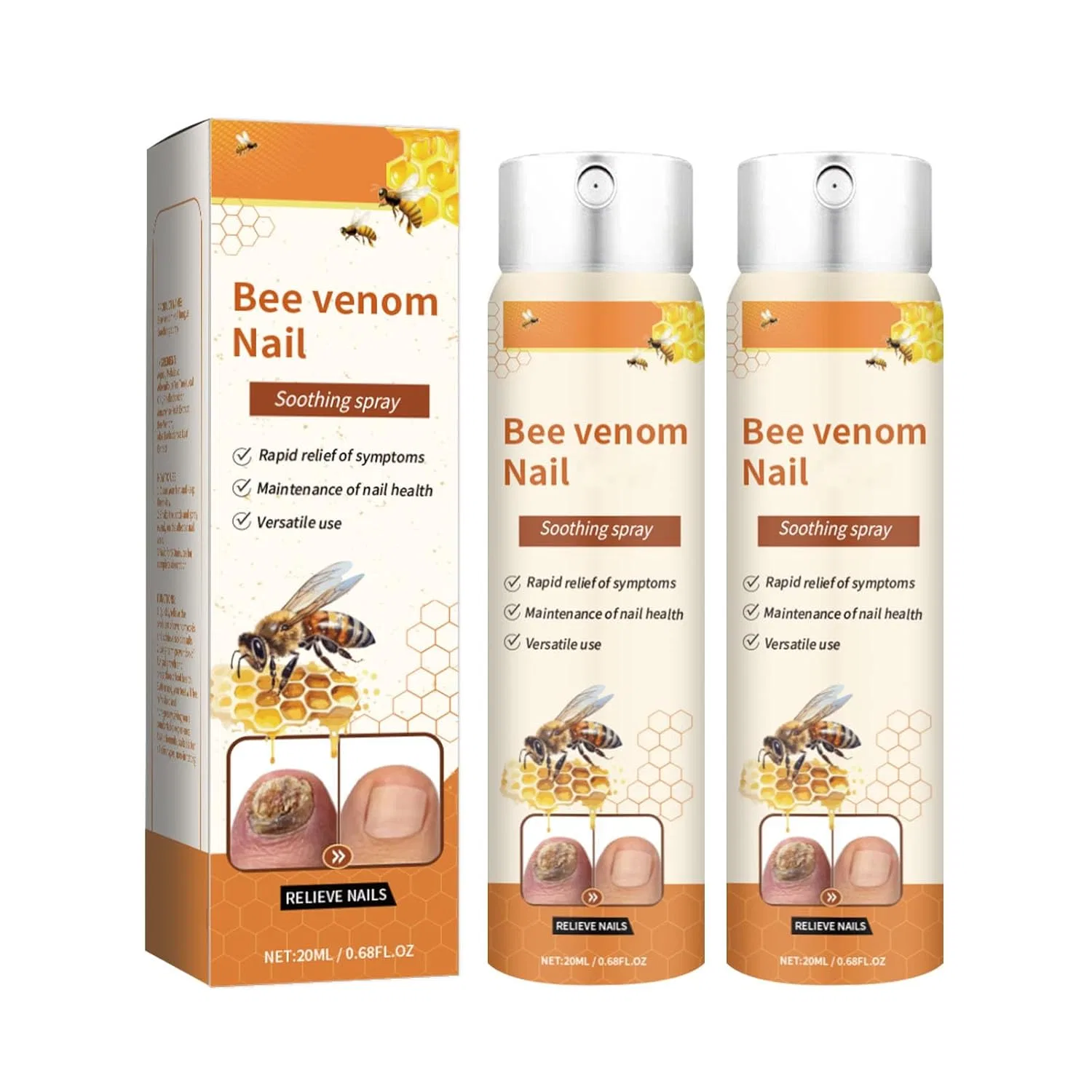 Спрей для восстановления ногтей Cvreoz Bee Venom (2 шт.) Pukmqu, 2 Pieces.