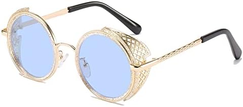 

Винтажные солнцезащитные очки в стиле стимпанк для женщин, круглые мужские солнцезащитные очки с металлической резьбой, мужские солнцезащитные очки UV400 MTZJH, C5gold Blue