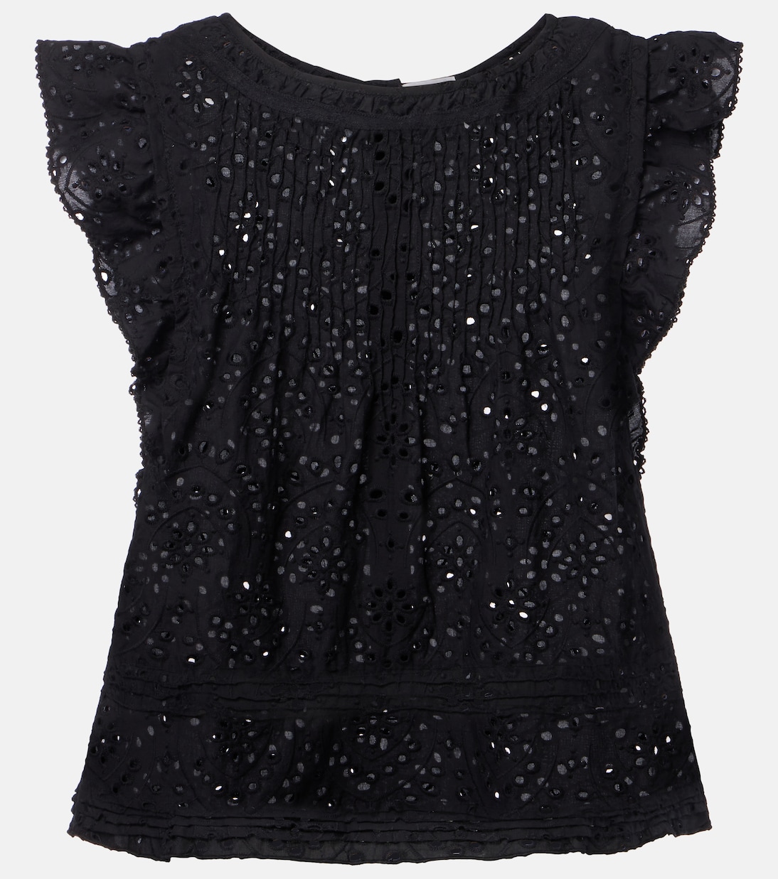 

Топ из хлопка с вышивкой ришелье Poupette St Barth, Black Plain