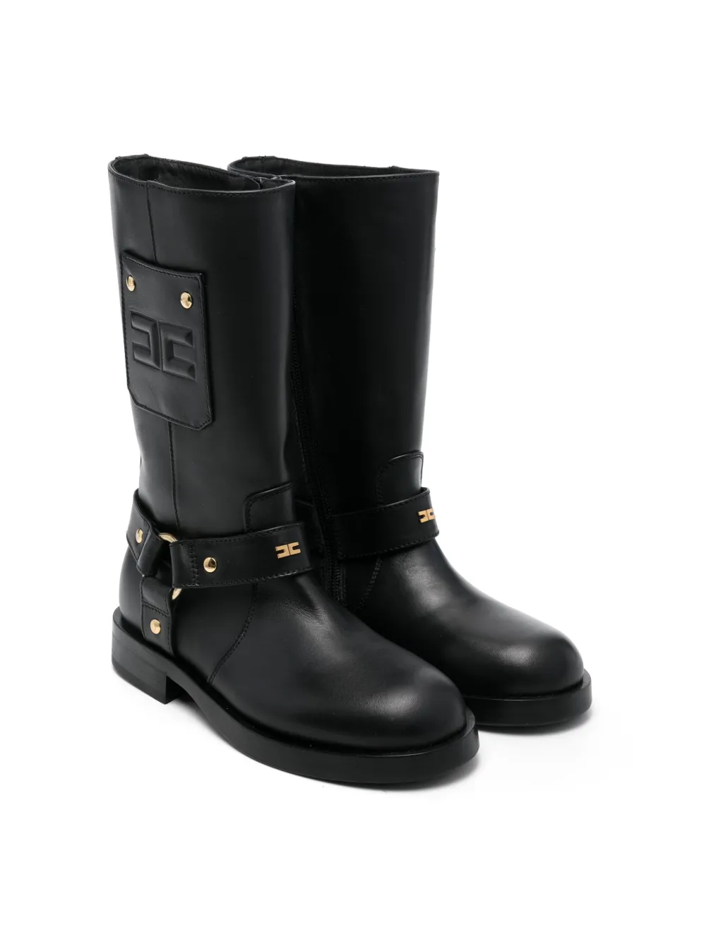 

Сапоги с тисненым логотипом Elisabetta Franchi La Mia Bambina, черный