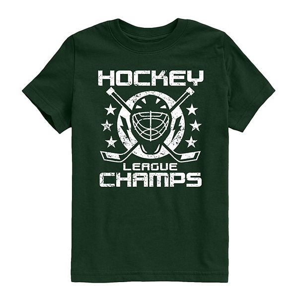

Футболка с принтом Boys 8-20 hockey league champs Licensed Character, Forest Green