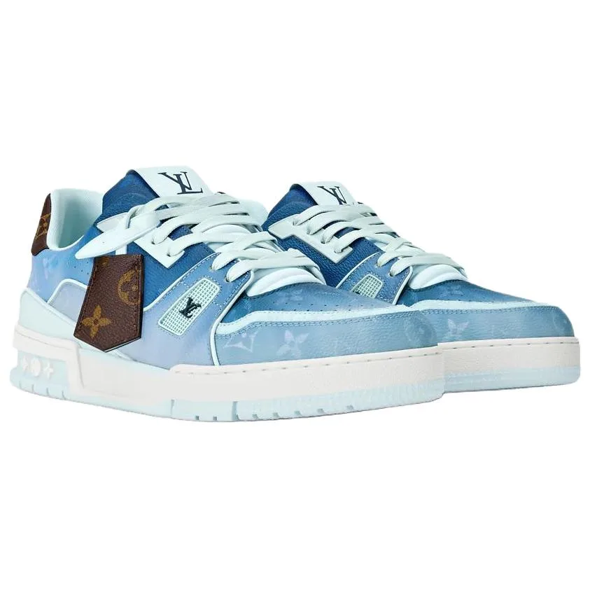 LOUIS VUITTON Кроссовки Skateboard Low Top из коровьей кожи Trainer, мужские, Blue — фото 4