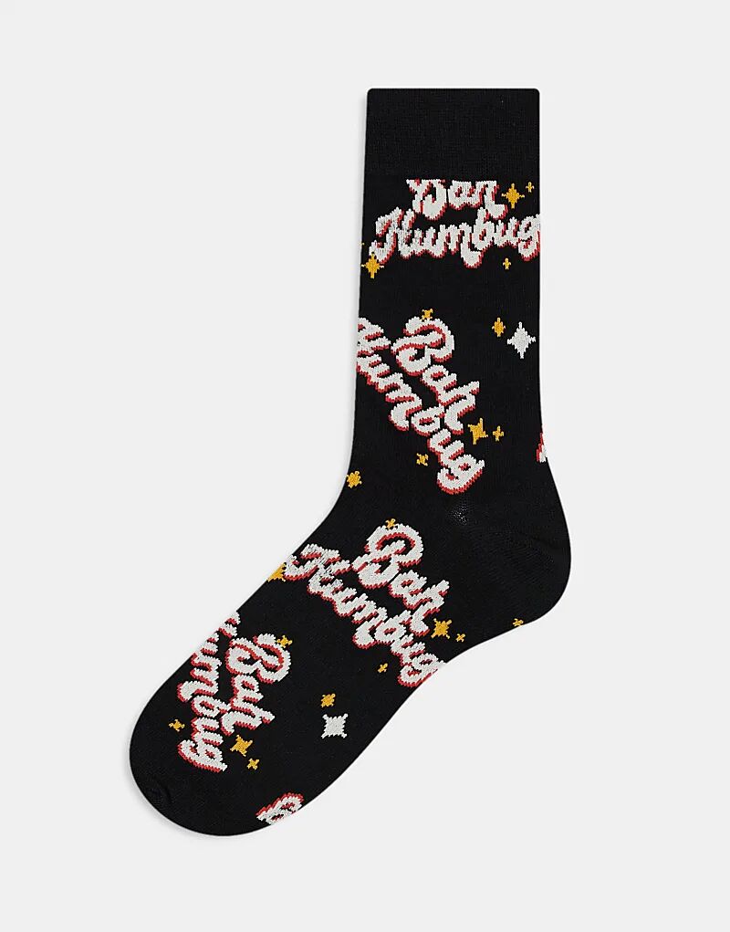 

Рождественские носки с надписью «Bah humbug» черного цвета ASOS DESIGN