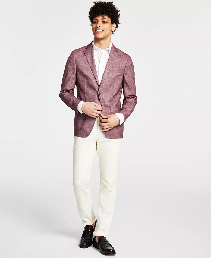 

Мужской однотонный мягкий спортивный пиджак Slim-Fit Calvin Klein, розовый