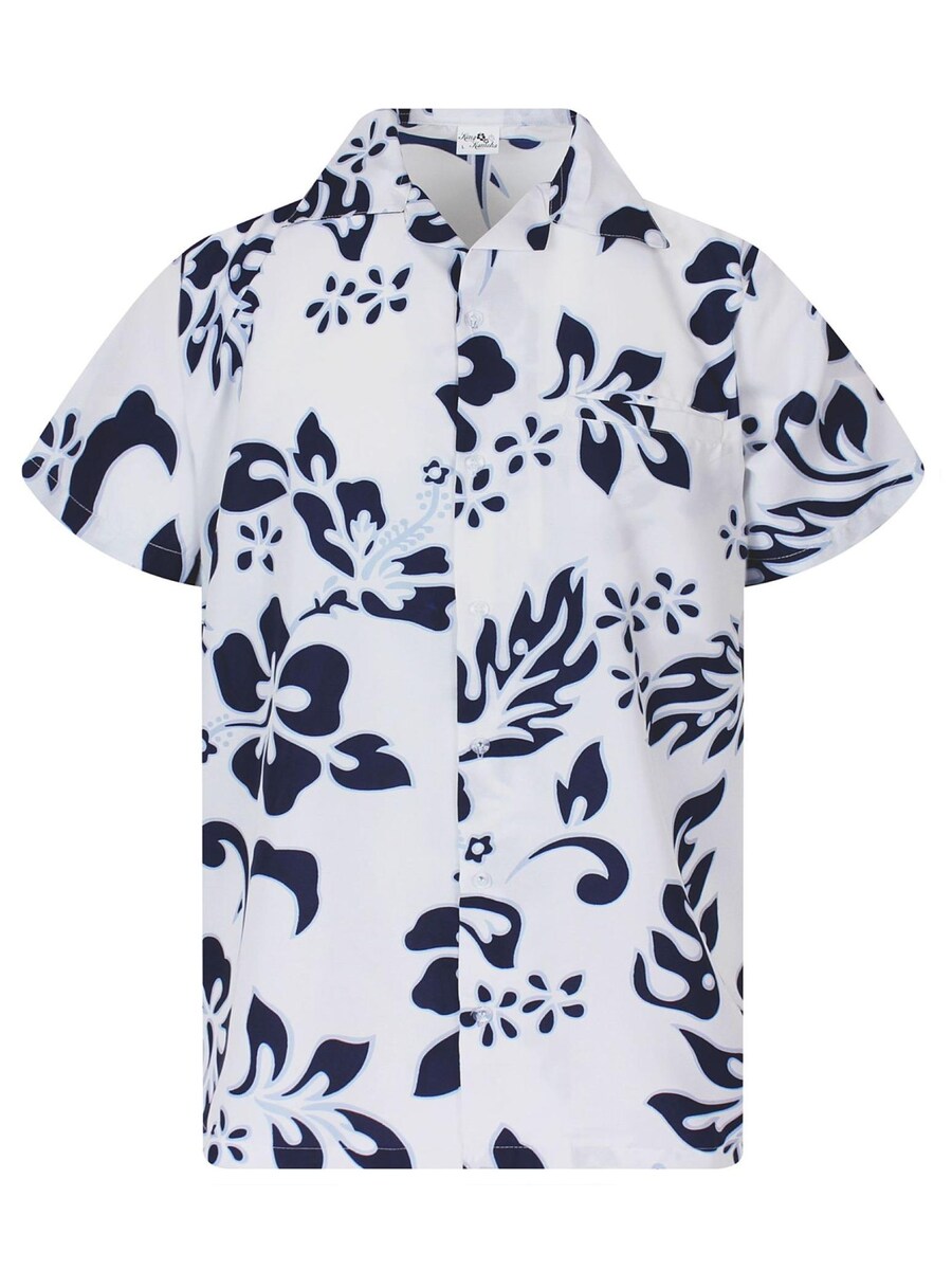 

Рубашка King Kameha Hibiscus White Line, темно-синий