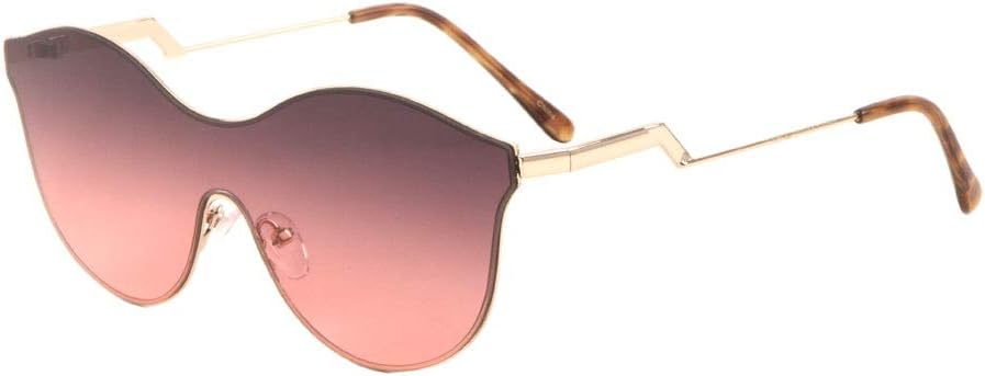 

Солнцезащитные очки без оправы, океанического цвета, с изогнутым верхом, цельные, в форме кошачьего глаза, с зигзагообразными дужками и полукруглыми ушами Sunglasses Luxe, Dark Red