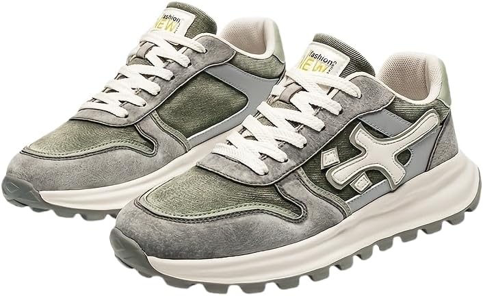 

Модные и спортивные кроссовки для мужчин - однотонные, низкие, на шнуровке, идеально подходят для повседневной носки, бега, походов и активного отдыха Hoalox, зеленый