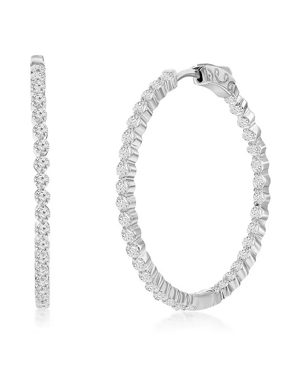 

Серьги-Кольца с фианитами, покрытые золотом или серебром, 35 мм, с внутренней и внешней стороны, круглые Simona, silver