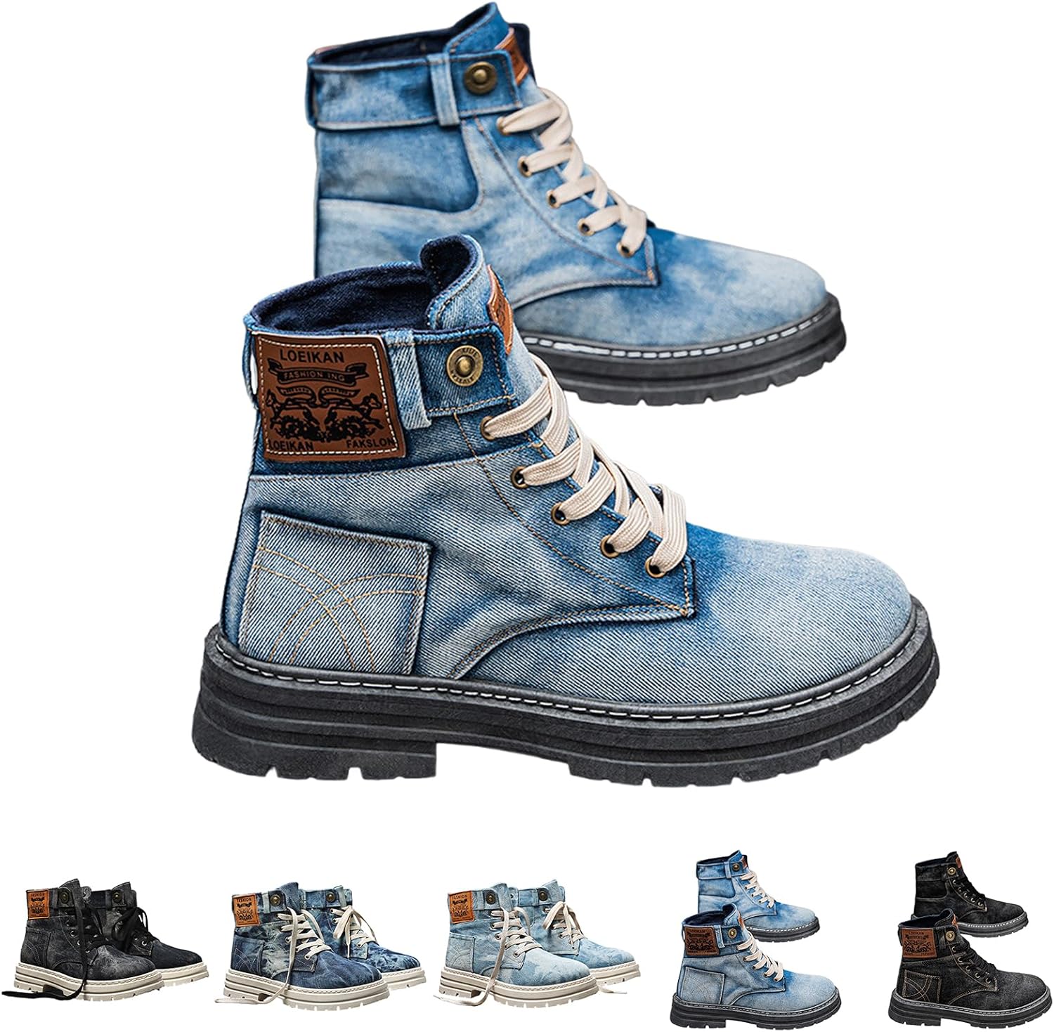 

Мужские модные кроссовки высокие на шнуровке с блестящей отделкой, мотоциклетные ботинки, ретро джинсовый стиль, большие повседневные shoes Gezolligheid, Bblue