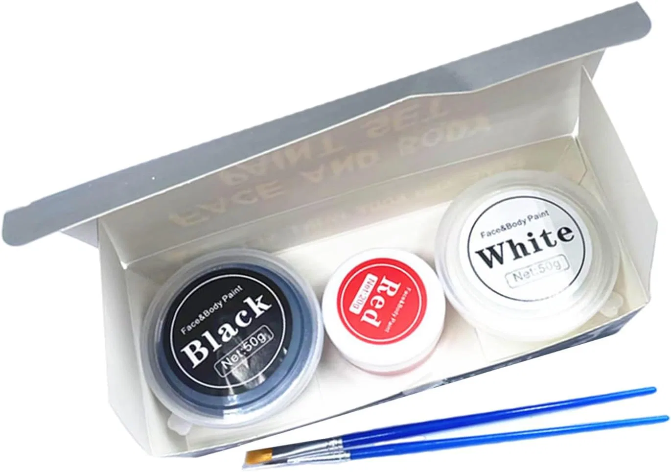 Набор для аквагрима Black White Red с кистью, Oxxggkao, 3 цвета