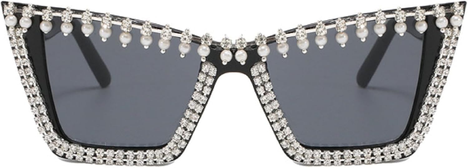

Модные солнцезащитные очки «кошачий глаз» с бриллиантами для женщин, блестящие солнцезащитные очки для костюмированных вечеринок со стразами, женские солнцезащитные очки с жемчугом, размер N45 mincl, Black