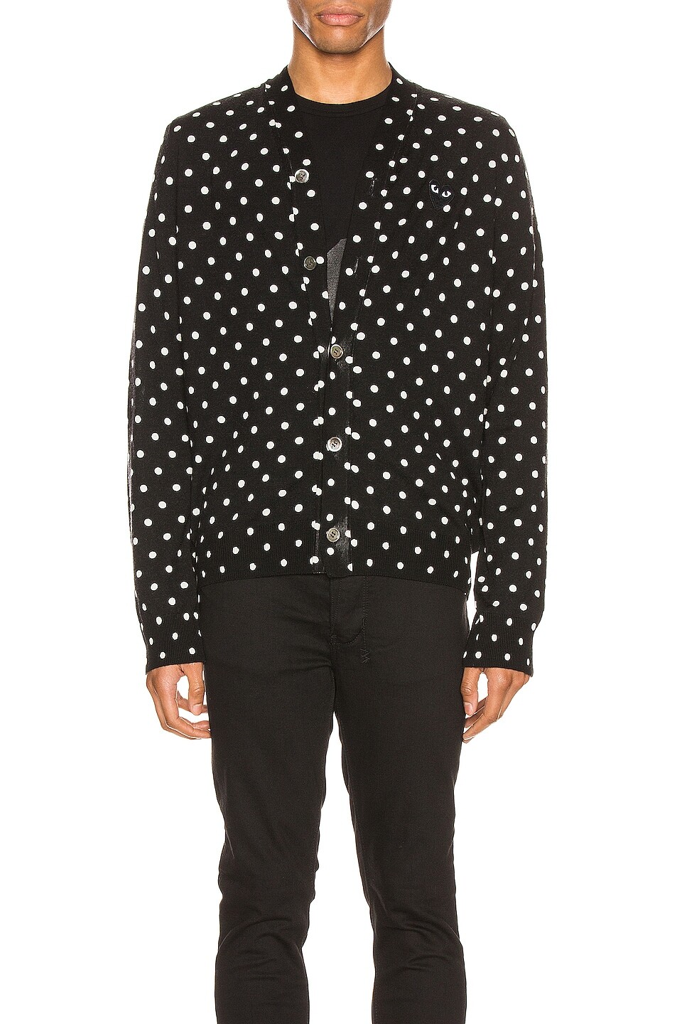 Кардиган Comme des Garçons Dot Print Wool With Black Emblem, цвет Black & Natural — фото 2
