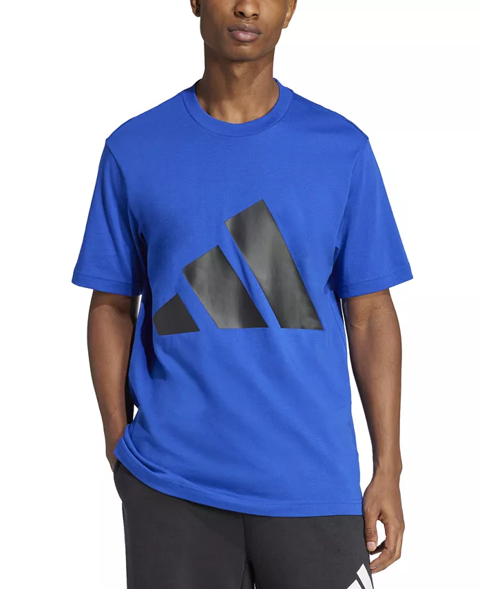 

Мужская футболка с тремя полосками и логотипом из хлопка Adidas, синий