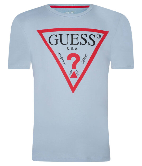 

Футболка Guess Regular Fit, голубой / красный