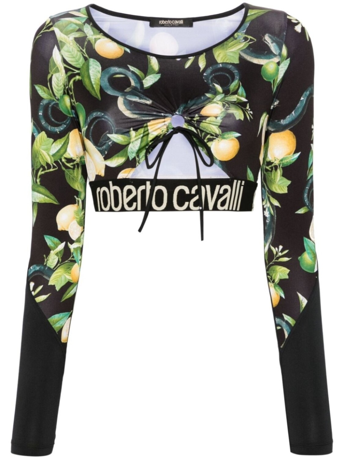 

Укороченный топ с принтом Lemon Roberto Cavalli, черный