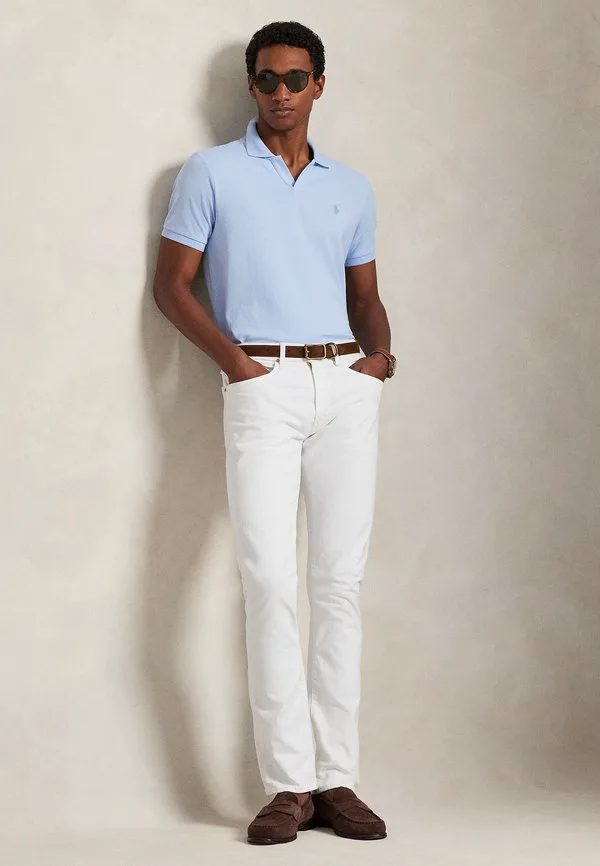 Футболка-Поло приталенного кроя из эластичной сетки Polo Ralph Lauren, Office Blue — фото 2