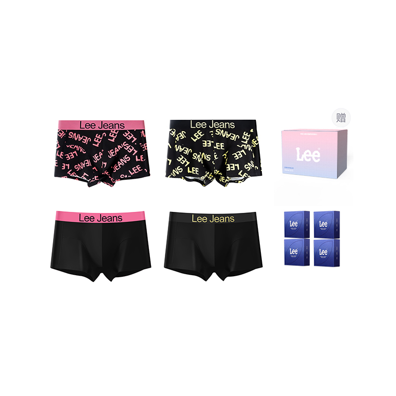 

Мужские трусы боксеры 4 шт Lee, Print Black Red+Printed Black Gold+Solid Color Black+Solid Color Black Gold