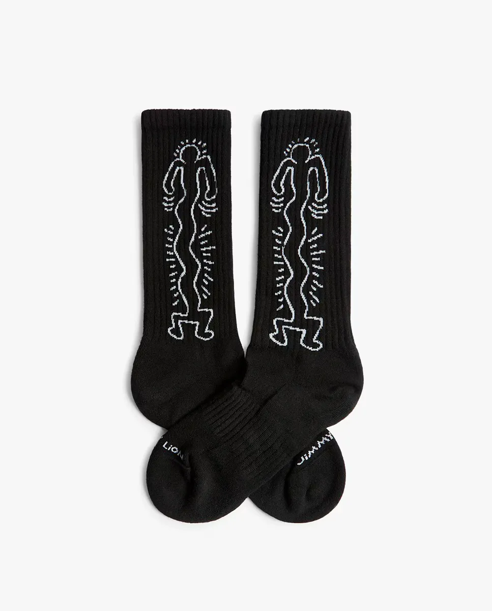 

Черные спортивные носки для мужчин Keith Haring Dancers Jimmy Lion, черный