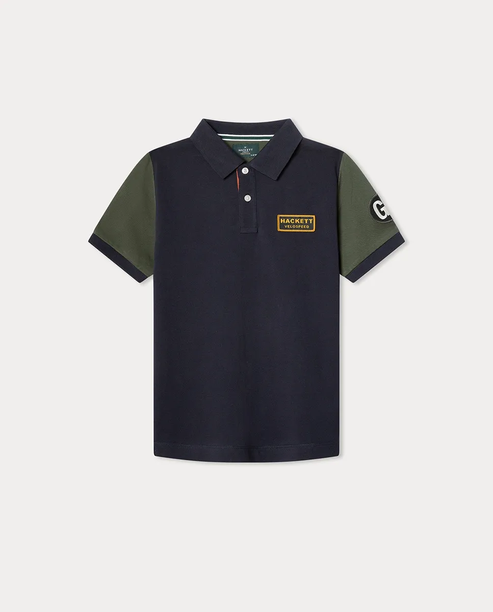 

Детская футболка-поло с нашивками Rally Multi Hackett, темно-синий