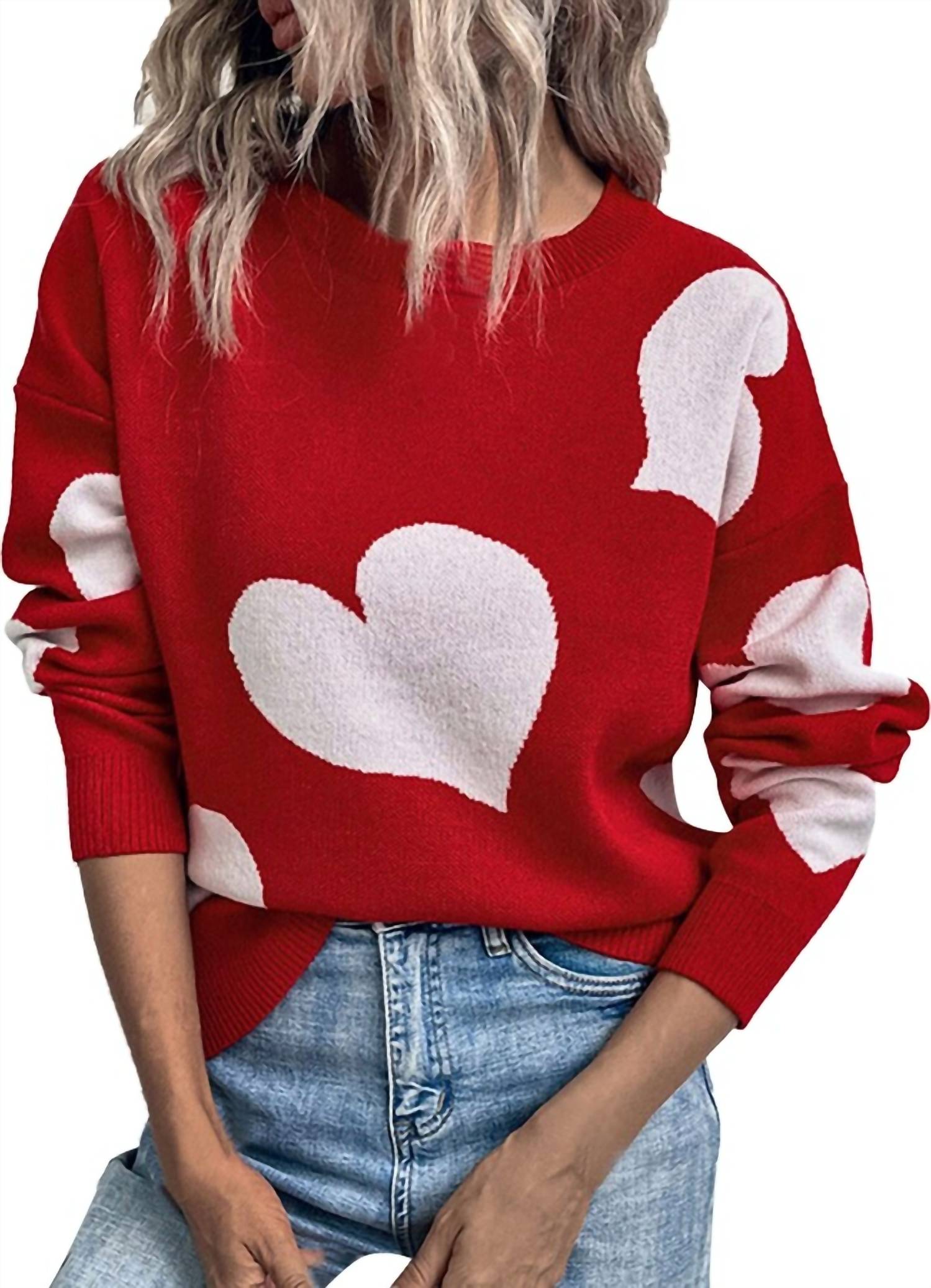 

Свитер с сердечком Valentine в красном цвете Tracies