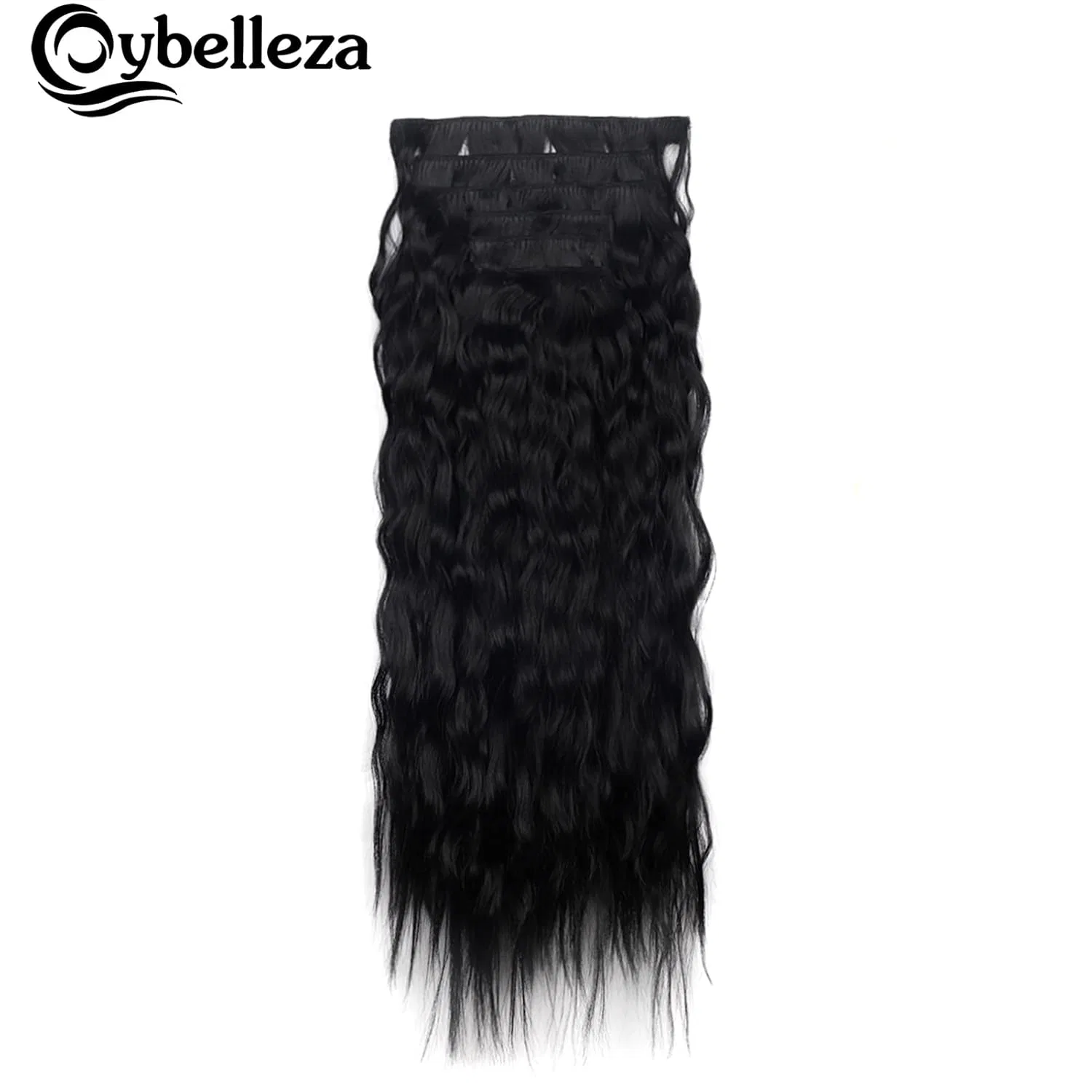 Накладные пряди на заколках, 50 см, волнистые, черные Cybelleza, Black — фото 2