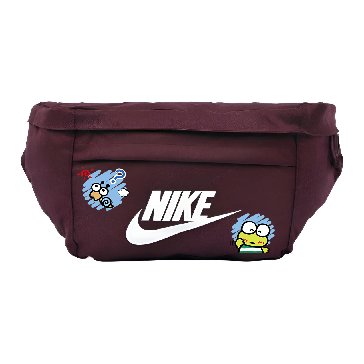 

Фабричный принтованный поясной рюкзак кроссбоди Regular Unisex Burgundy Nike, big-eyed frog