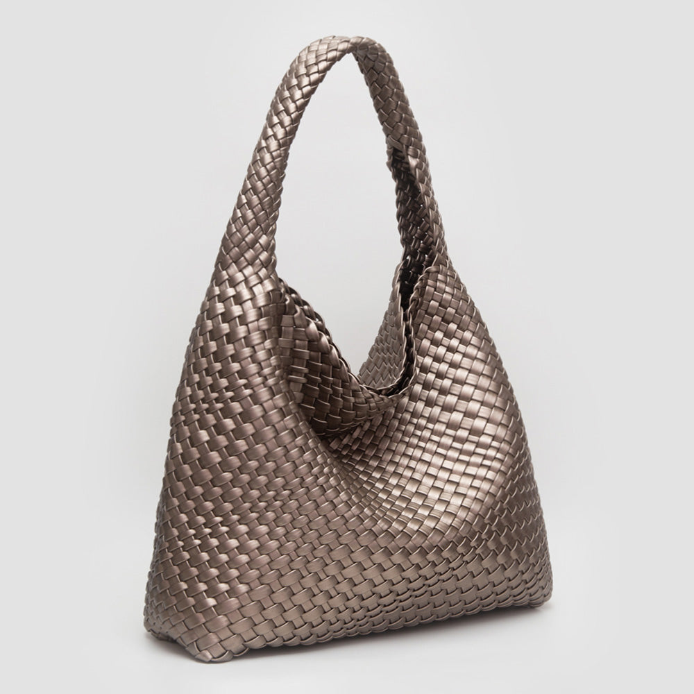 

Искусственная кожаная плетеная сумка-хобо с мешочком FASHNZFAB, бронзовый