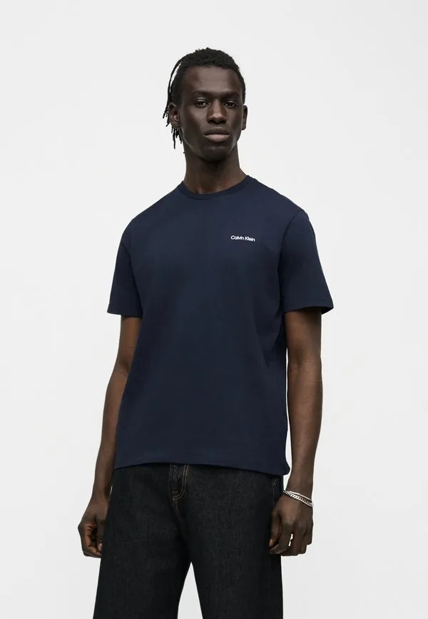 Футболка с микрологотипом и круглым вырезом, базовая футболка Calvin Klein, Dark Sapphire — фото 3