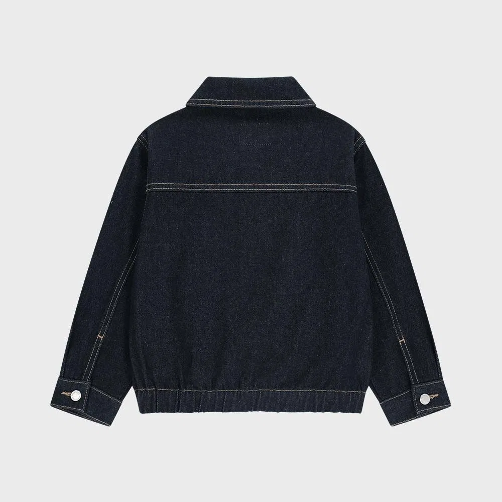 Детская джинсовая куртка на молнии Classic Logo, тёмно-синяя, от Marithé Kids — фото 3