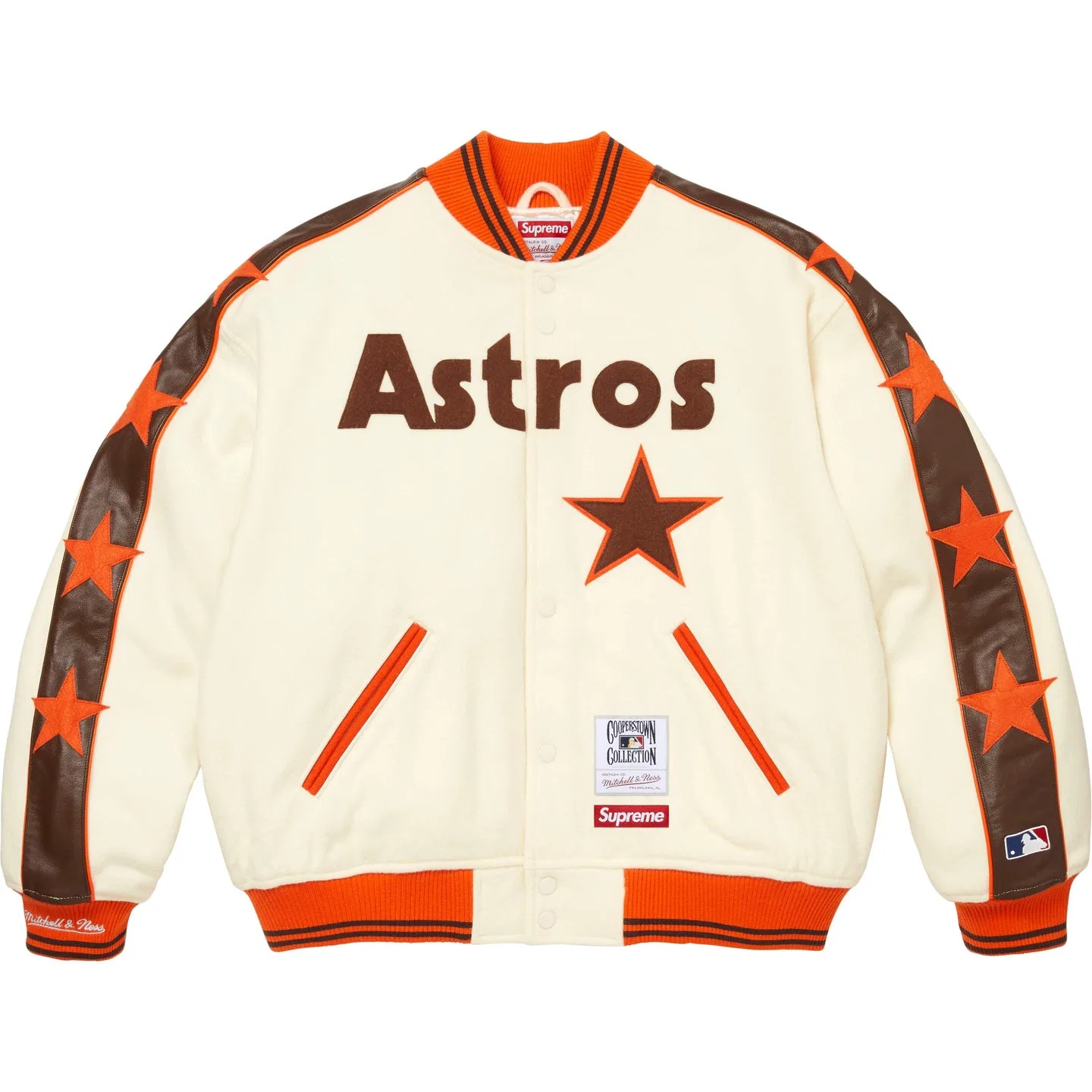 Куртка бейсбольная Supreme x Mitchell & Ness Ecru