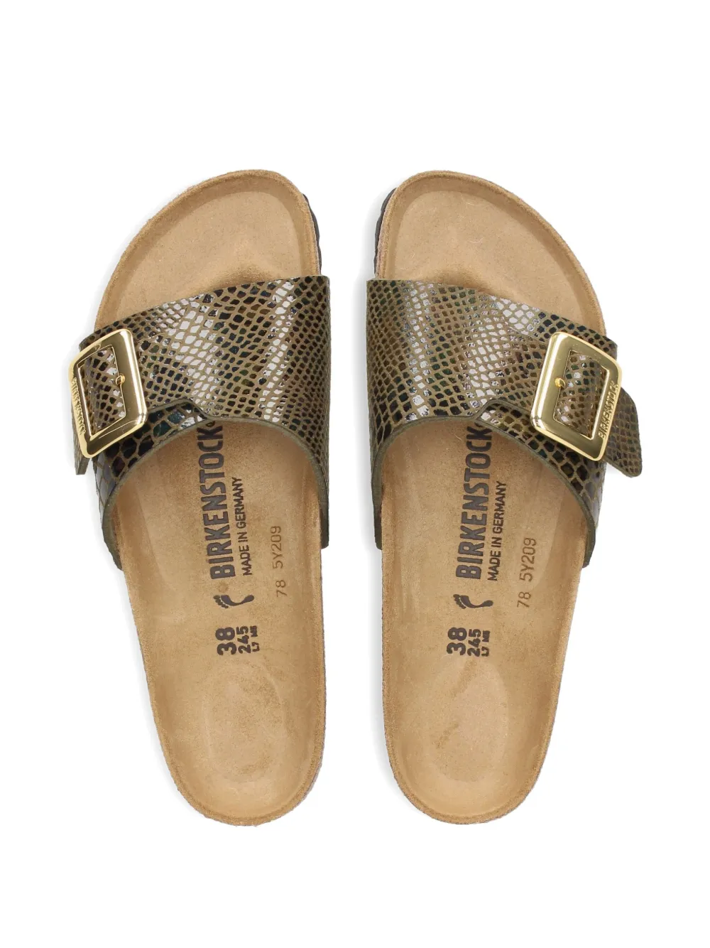 Сандалии с тиснением под змеиную кожу и пряжкой BIRKENSTOCK, зеленый — фото 4