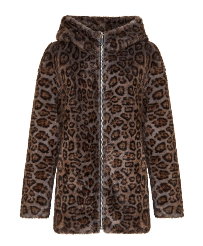 

Двусторонняя куртка из искусственной кожи с отделкой из искусственного меха с леопардовым принтом. Cesare Gaspari, коричневый