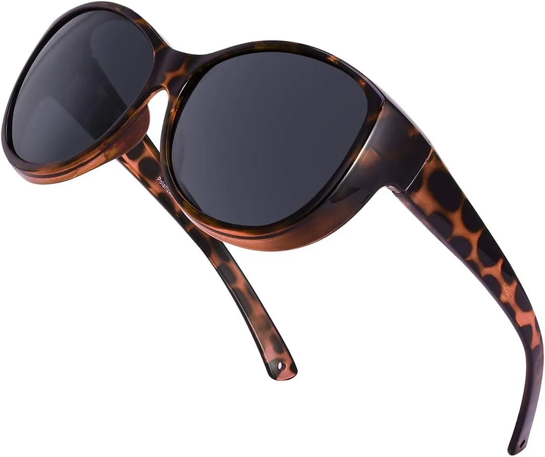 

Поляризованные солнцезащитные очки Br'Guras увеличенного размера с обтекаемой формой, надеваемые поверх солнцезащитных очков, для женщин и мужчин, Amber Leopard