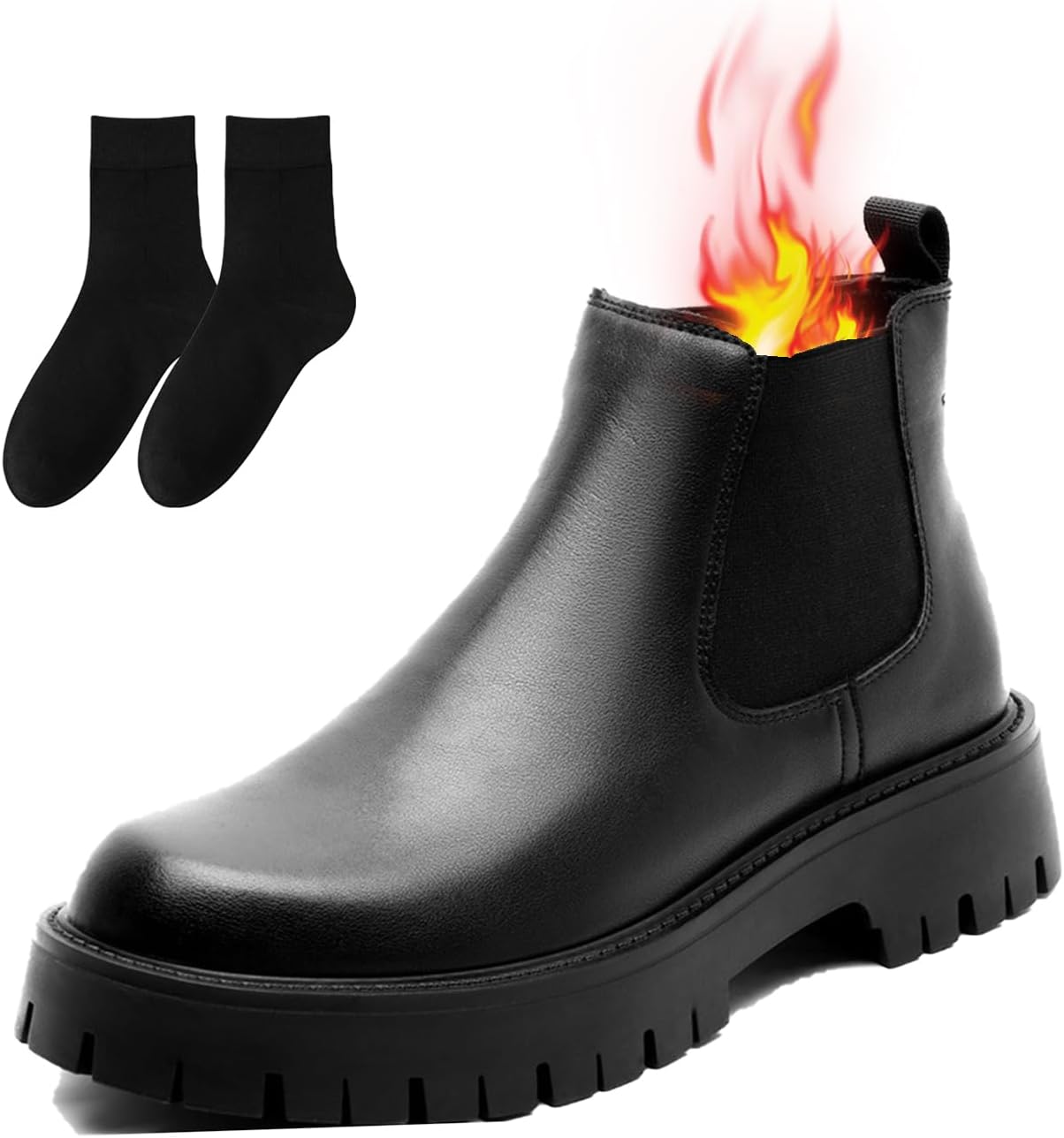 

Мужские кожаные ботильоны челси, классические стильные ботильоны без шнурков, повседневные ботильоны с противоскользящей подошвой Generic, черный