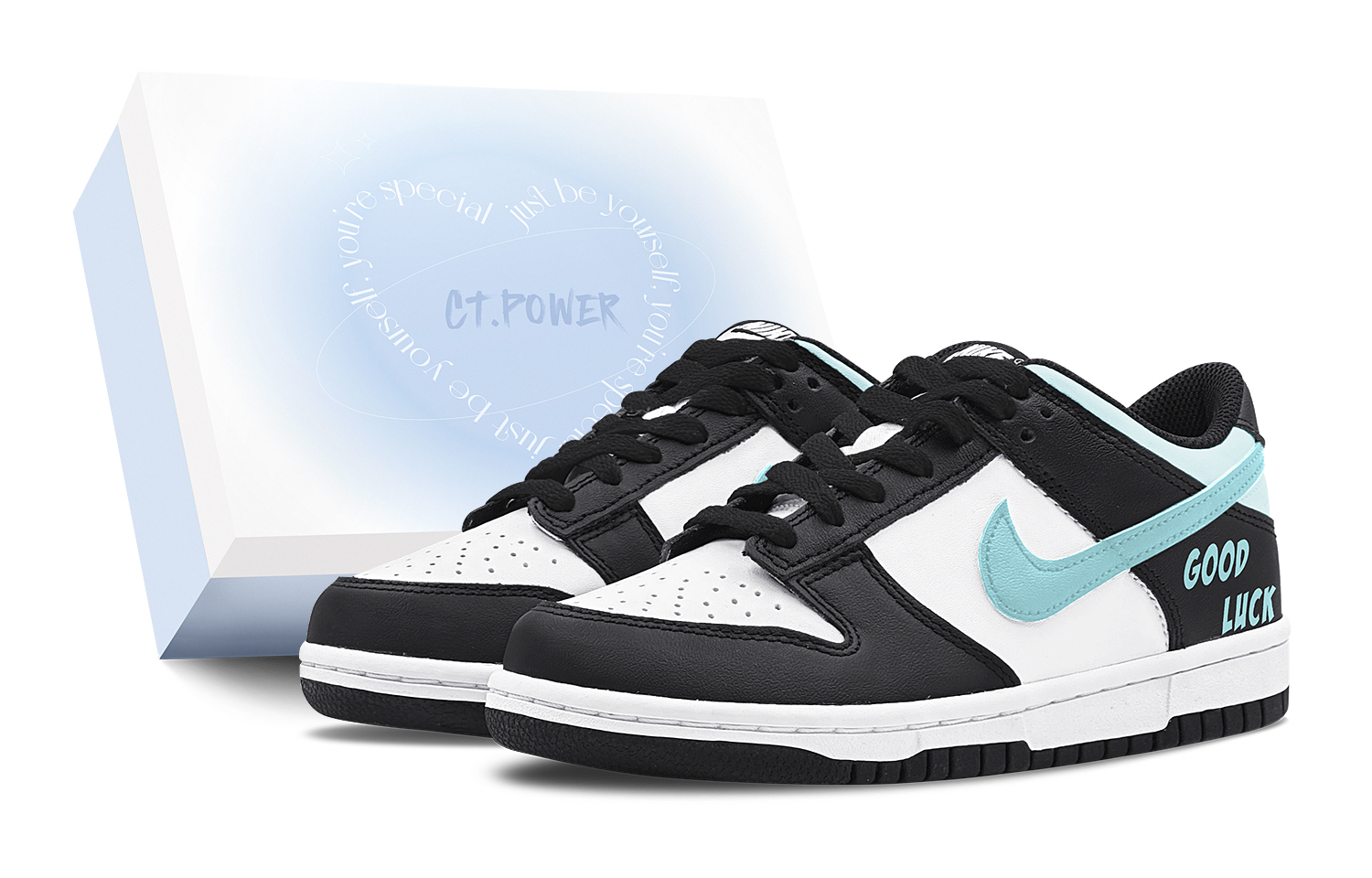 

Nike Детские кроссовки для скейтбординга Dunk "Black" с нескользящей подошвой, износостойкие, черные, голубые, подростковые