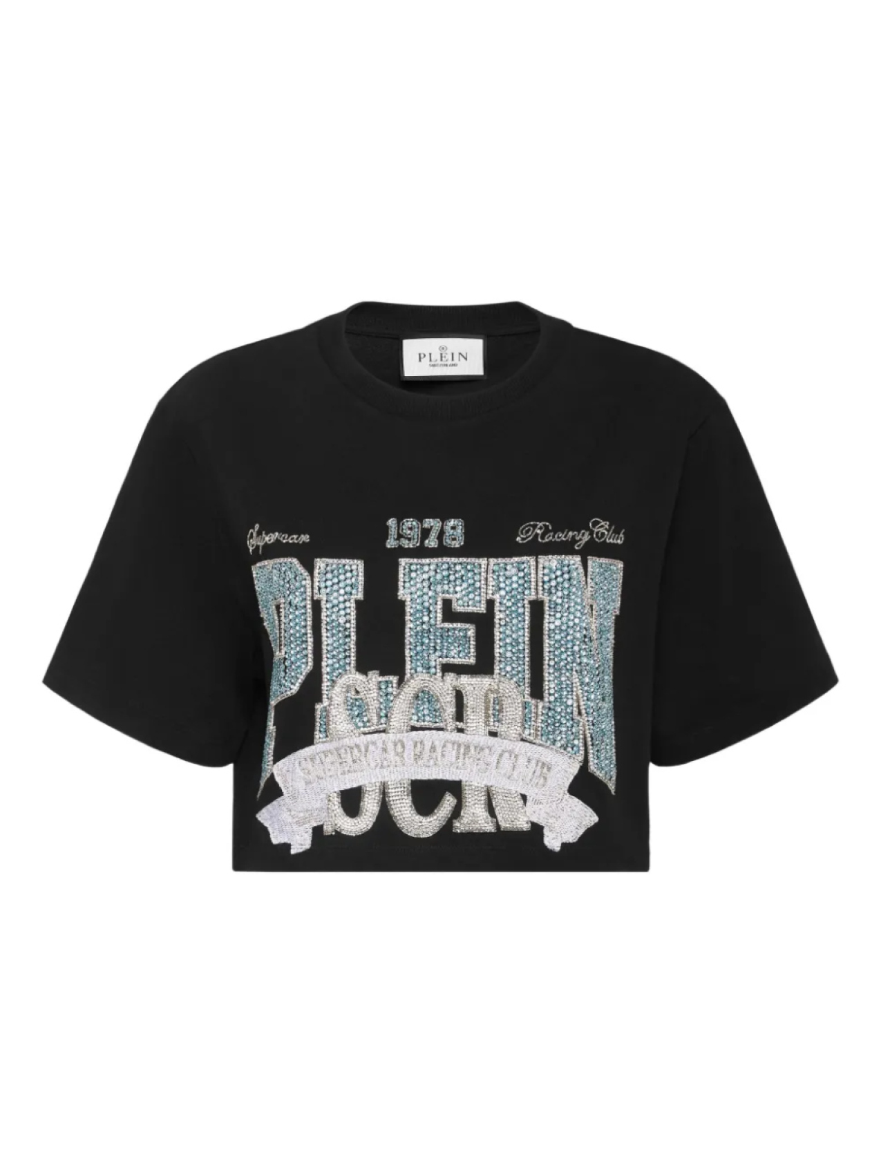 

Укороченная футболка, украшенная кристаллами Philipp Plein, черный