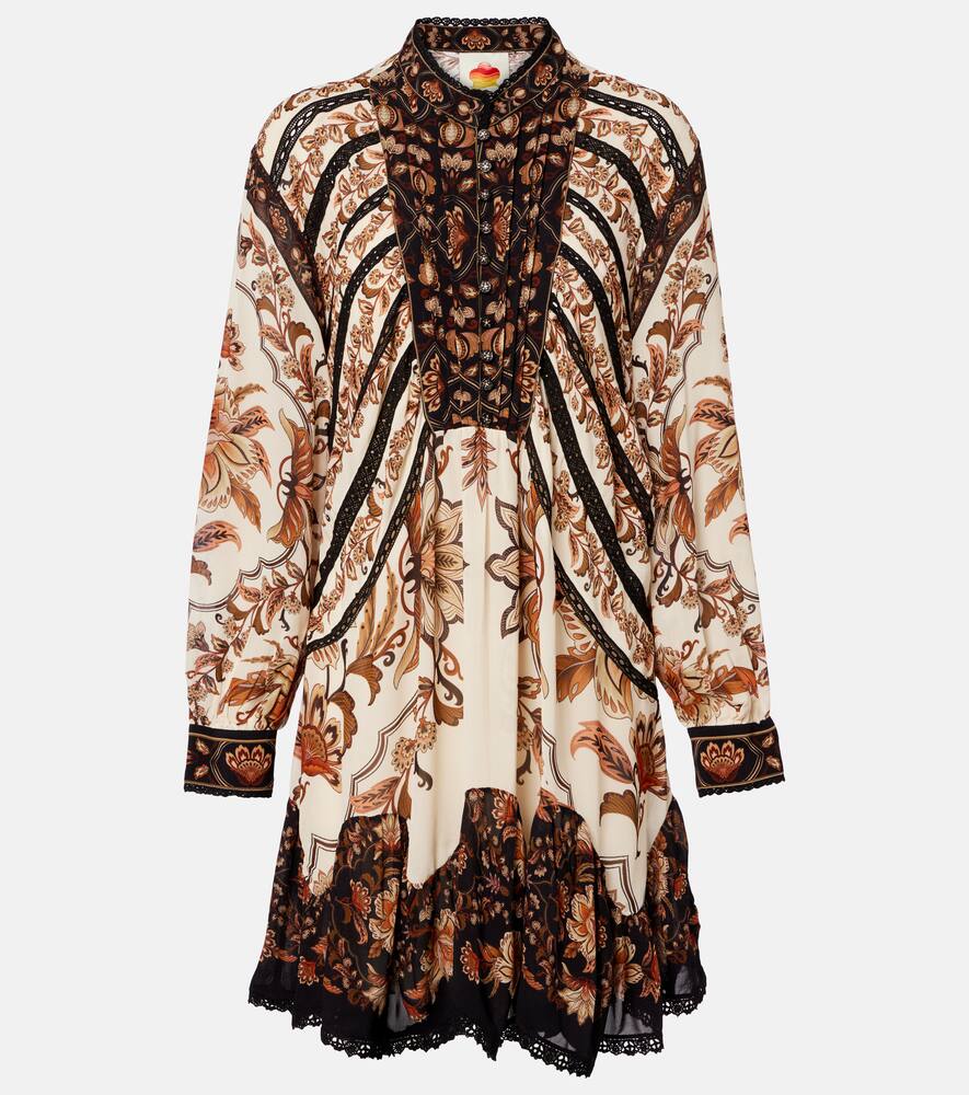 

Мини-платье с кружевной отделкой в цветочном стиле Farm Rio, Majestic Garden Sand