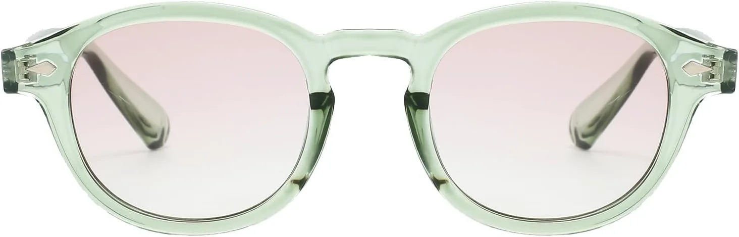 

Солнцезащитные очки YAMEIZE в стиле ретро, ​​круглые, для женщин и мужчин, винтажные, маленькие, в круглой оправе, с защитой от УФ-излучения UV400, Green Pink