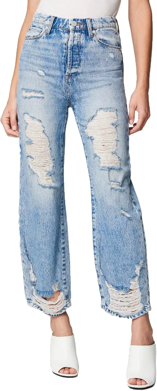 

[BLANKNYC] Женские рваные джинсы с высокой посадкой и прямыми штанинами