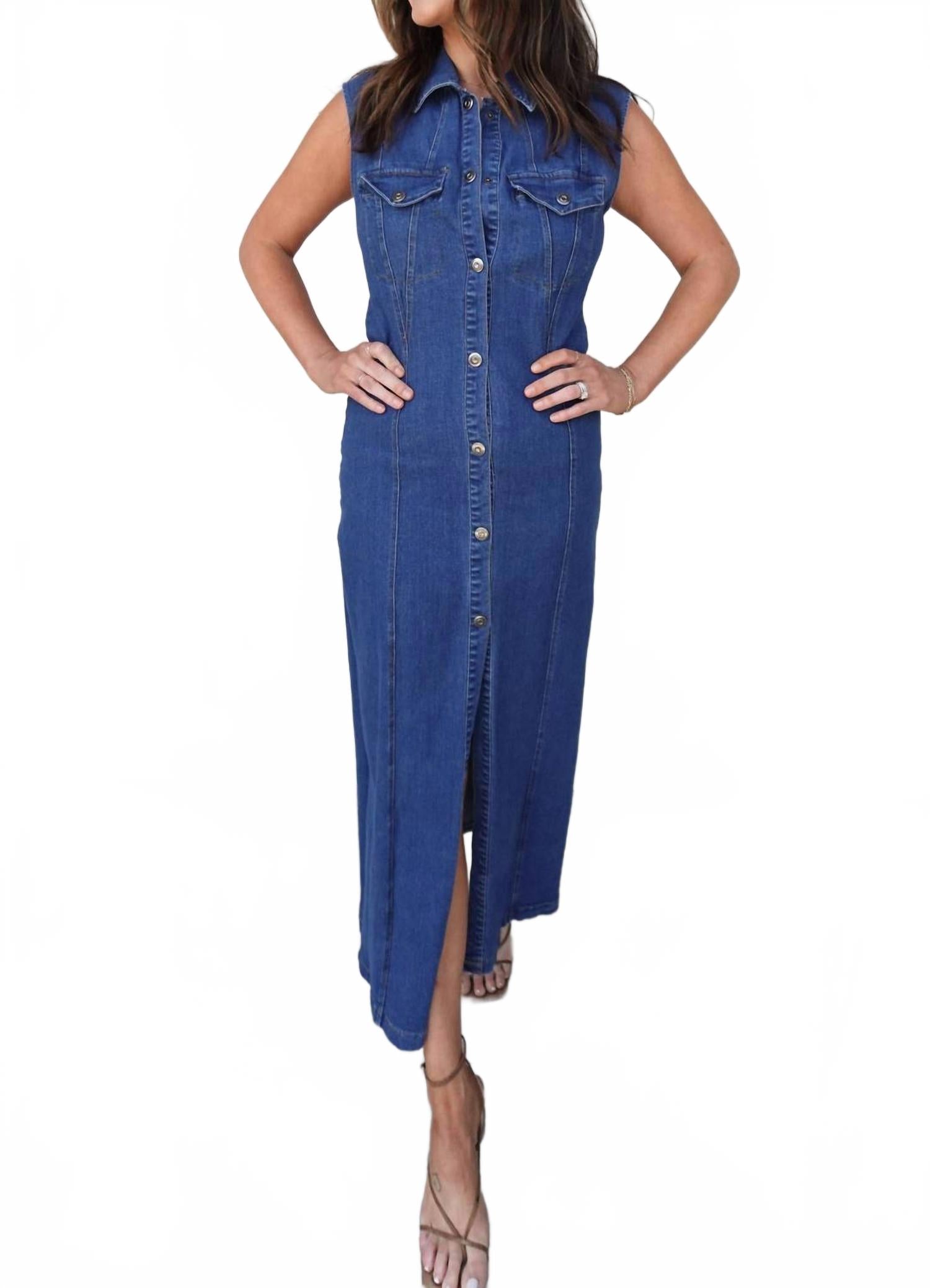 

Джинсовое платье макси на пуговицах So Me, Denim