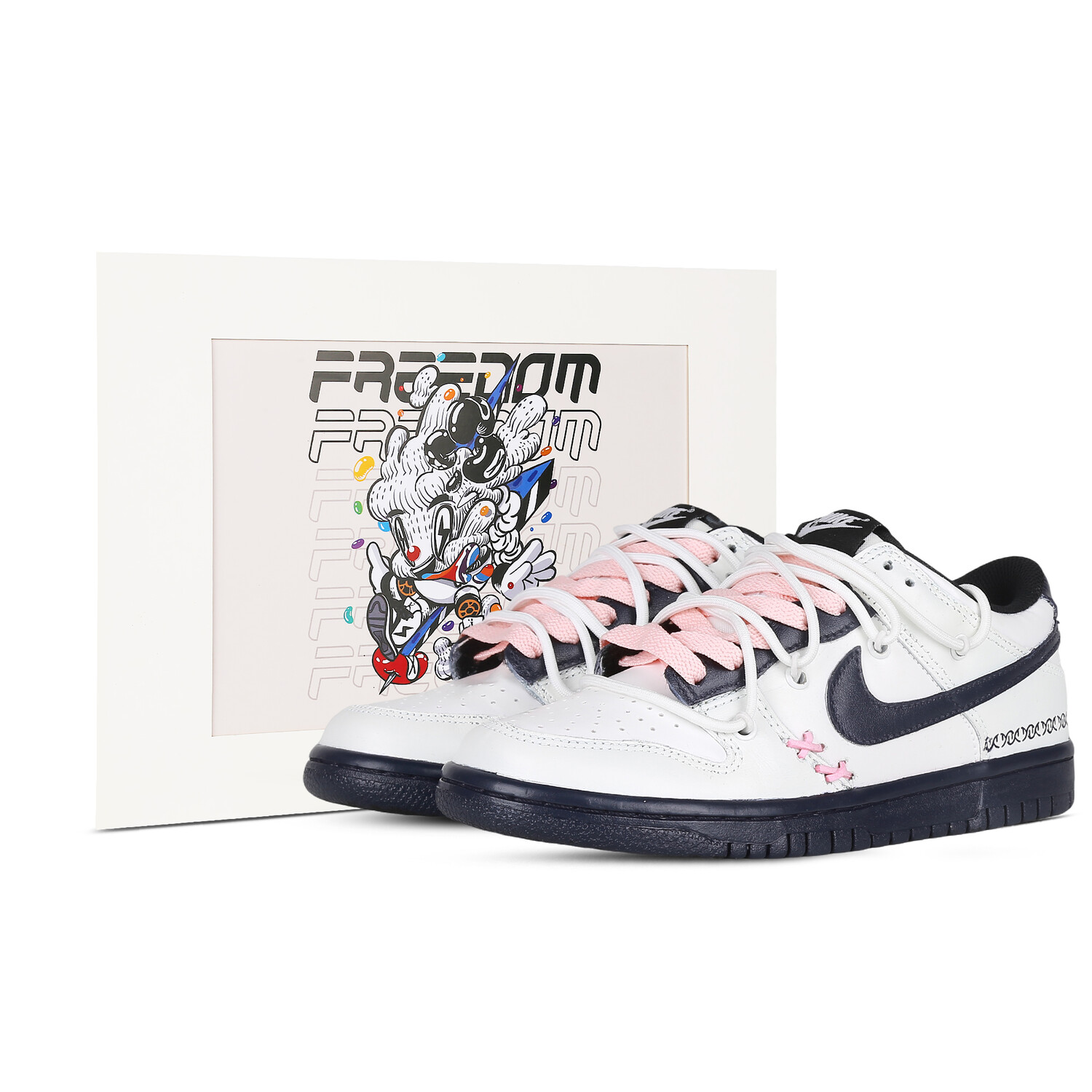 

Кроссовки Nike Dunk Skateboarding Shoes Men Low-top Navy, цвет Strawberries crumbled with ice