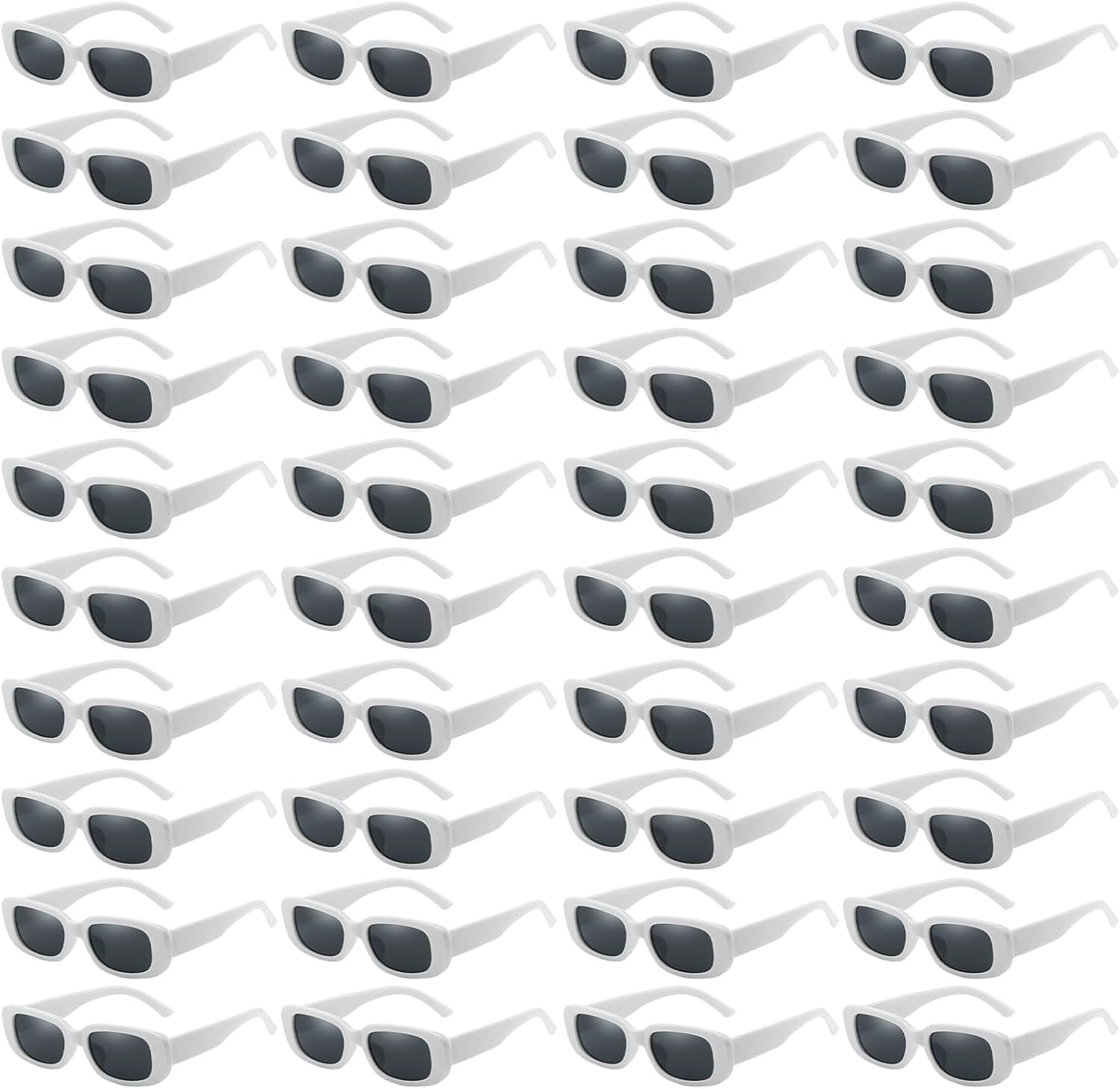 

40 пар разноцветных/черных прямоугольных солнцезащитных очков оптом для взрослых и унисекс, забавные ретро-очки в стиле 90-х и Y2K, маленькие прямоугольные очки для вечеринок Geopty, White