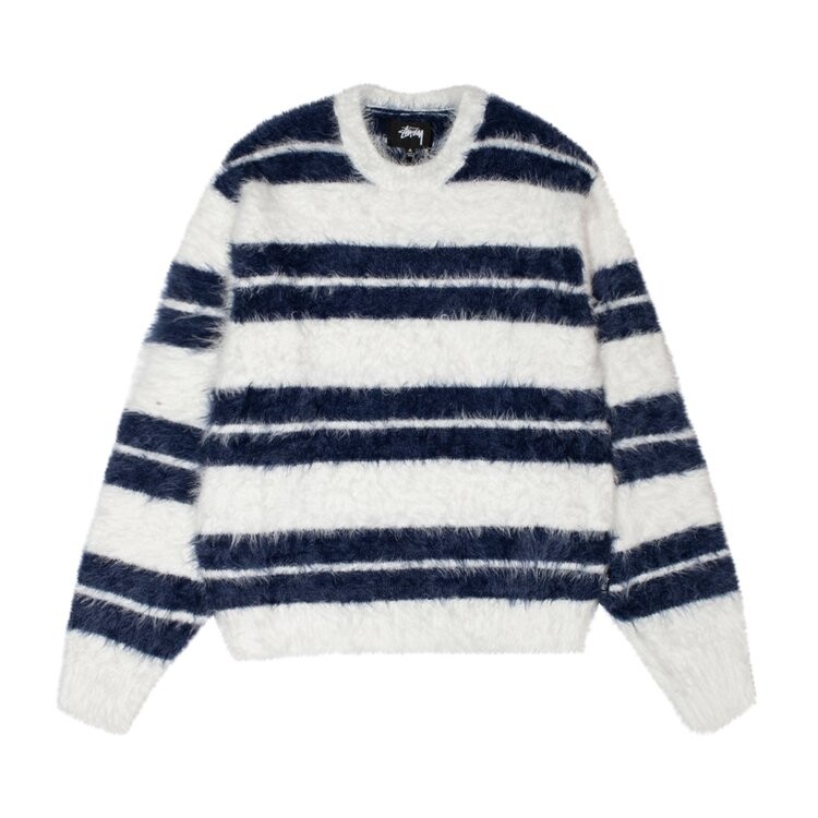 

Свитер Stussy Hairy Stripe Crew 'Ivory/Navy', белый