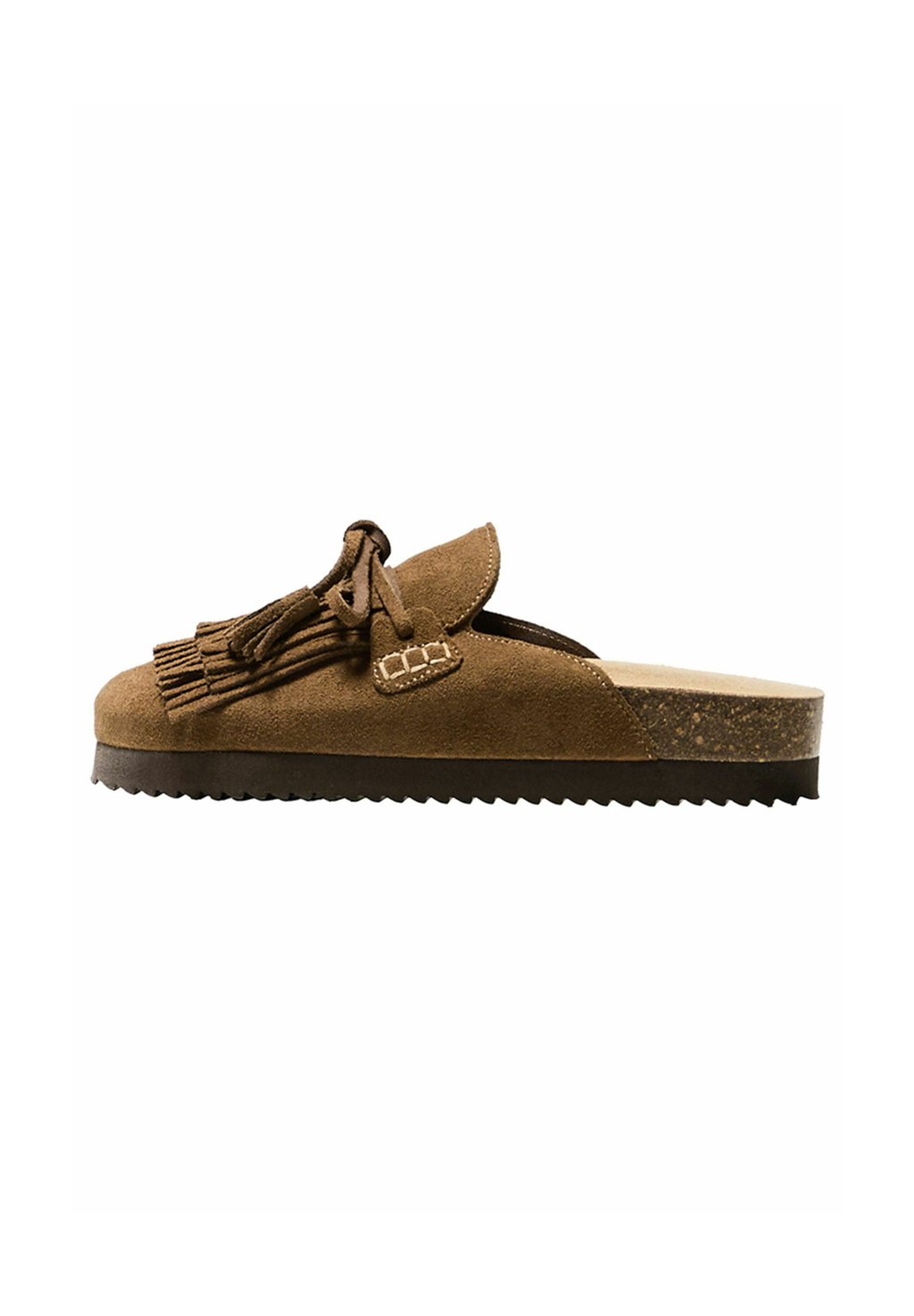 Мюли FLAT WITH FRINGE DETAILS Bershka, коричневый