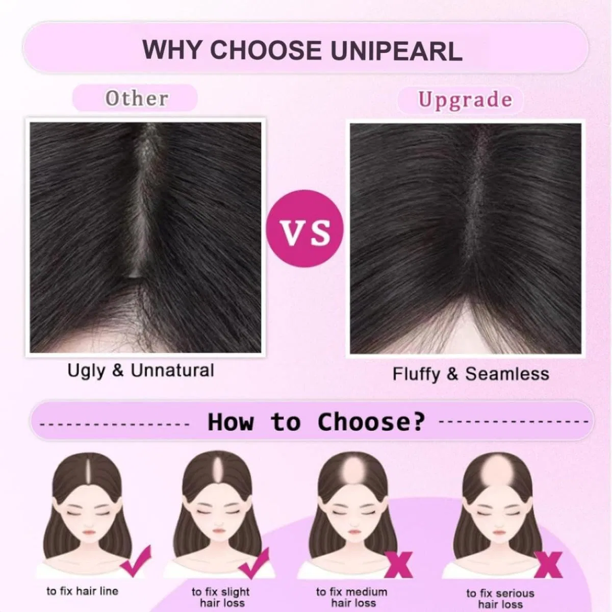 Женский накладной шиньон из натуральных волос Unipearl, Natural Black Toppers — фото 4