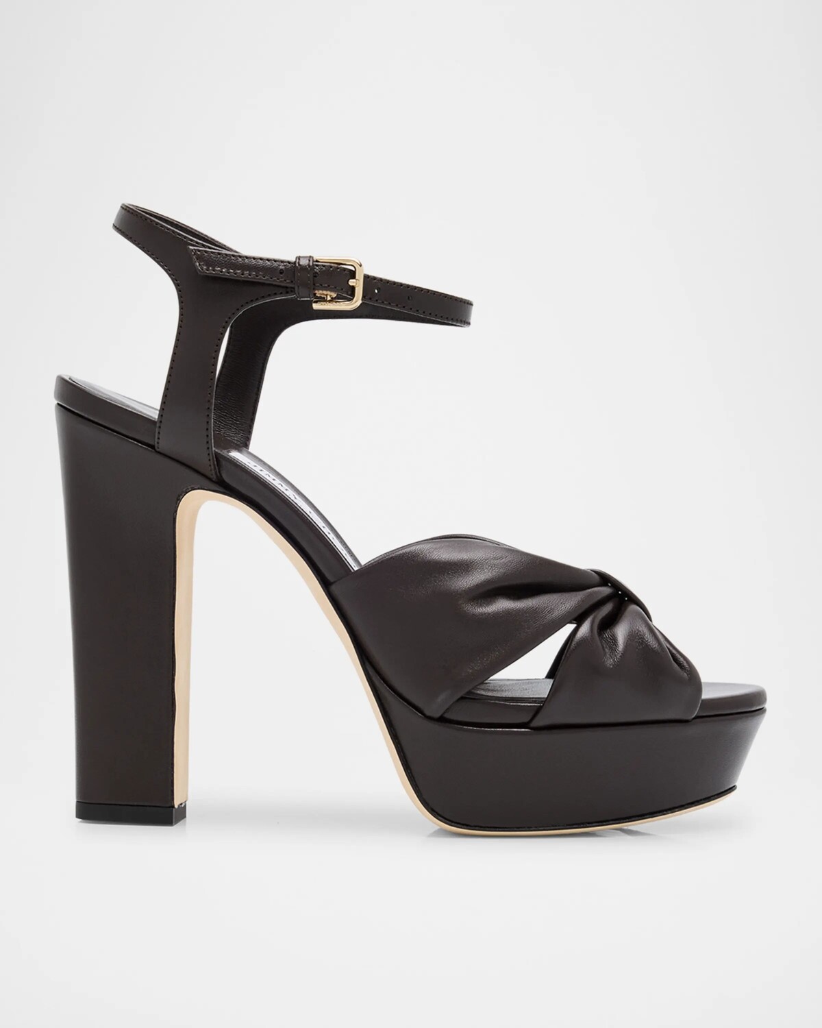 Кожаные босоножки на платформе Heloise с узлом Jimmy Choo, цвет Coffee