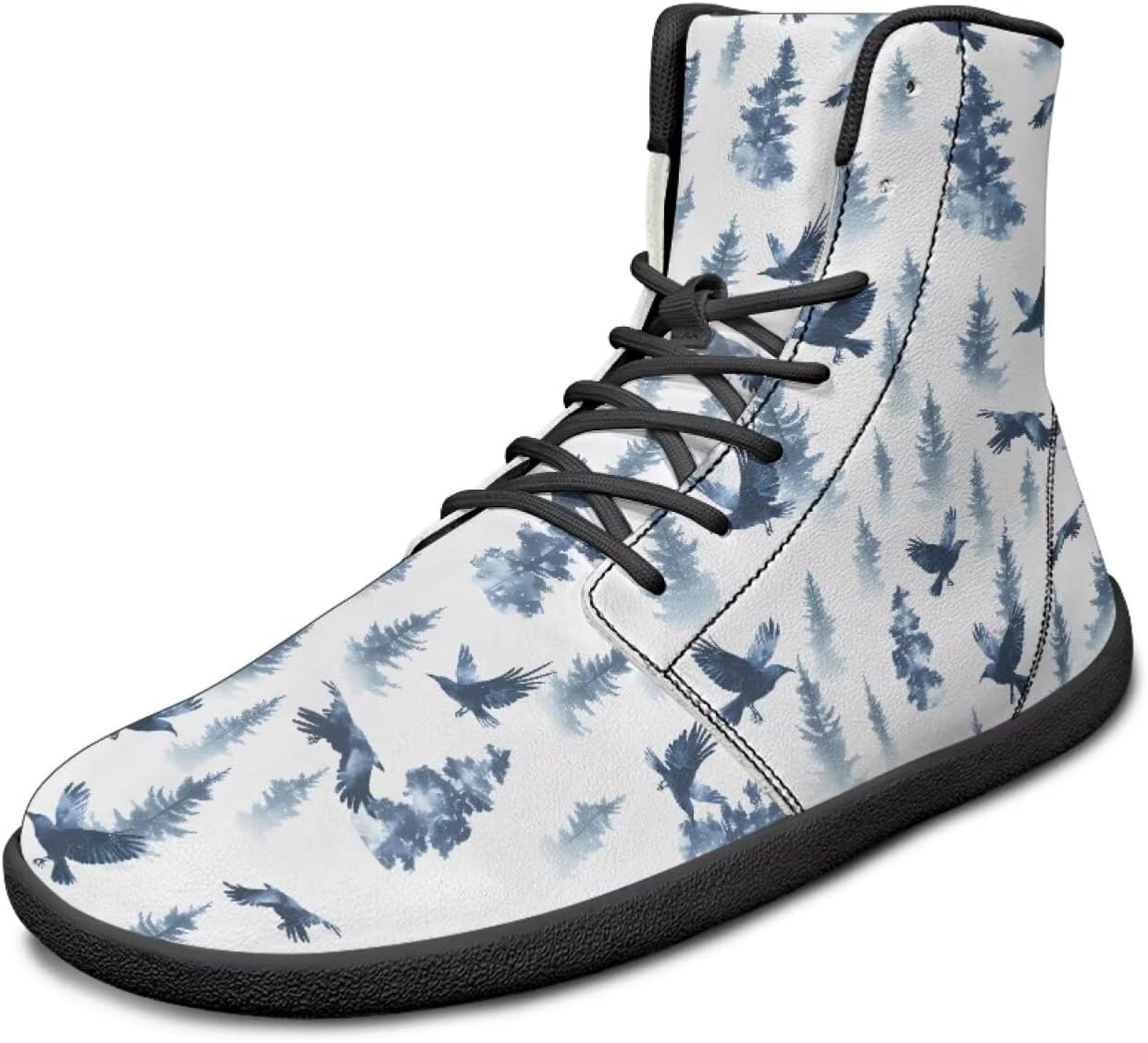 

Высокие кроссовки с рисунком птицы, ультралегкие, мужские, с широкой колодкой, ботинки, кроссовки для бега с нулевым перепадом Watdotory, Raven Tree Design