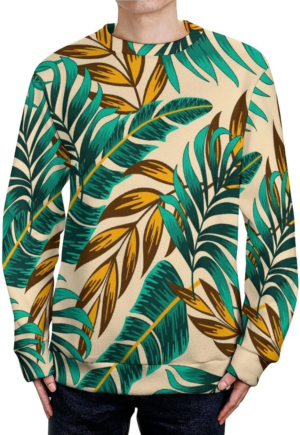 

Мужской свитер с круглым вырезом Tropical Plants Slim Fit TXCUTE